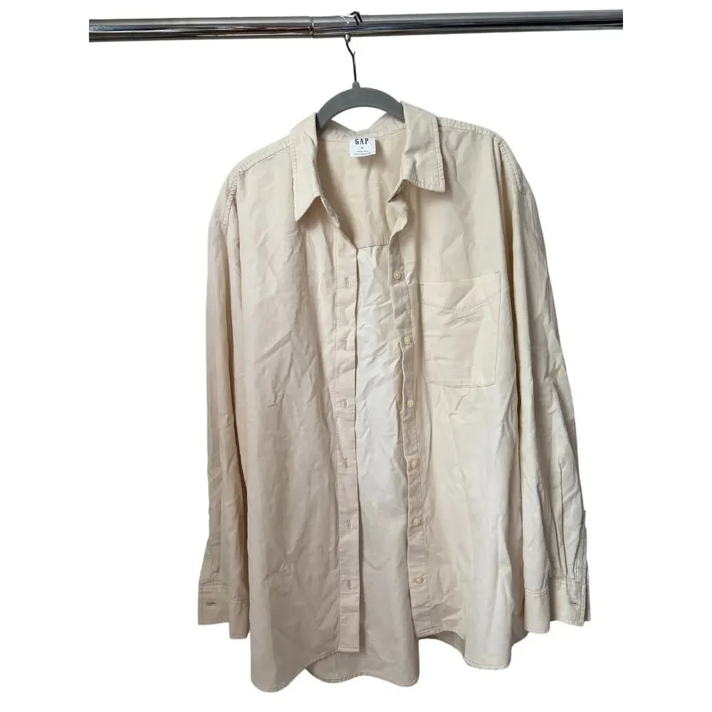 GAP The Big Shirt XL Cream Corduroy Button Up Oversized 100% Cotton Shirt - Picture 4 of 9